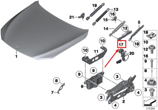 new bmw 7 f01, f02 front left bonnet hinge 51237201275 7201275 original