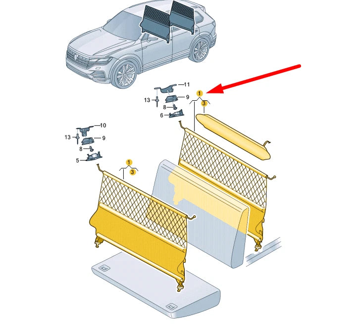 NEW VOLKSWAGEN TOUAREG CR MK3 NET PARTITION 760861691B4PK ORIGINAL