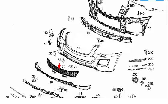 NEW MB M W164 FRONT BUMPER LOWER GRILLE A1648854123 ORIGINAL