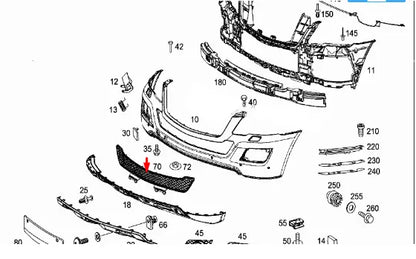 NEW MB M W164 FRONT BUMPER LOWER GRILLE A1648854123 ORIGINAL