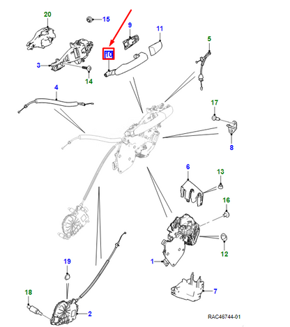 new jaguar xf x260 rear door exterior handle t2h19787lkh original
