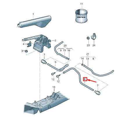 NEW VW TOURAN 1T HANDBRAKE CABLE GUIDE TUBE 1T0711952B ORIGINAL
