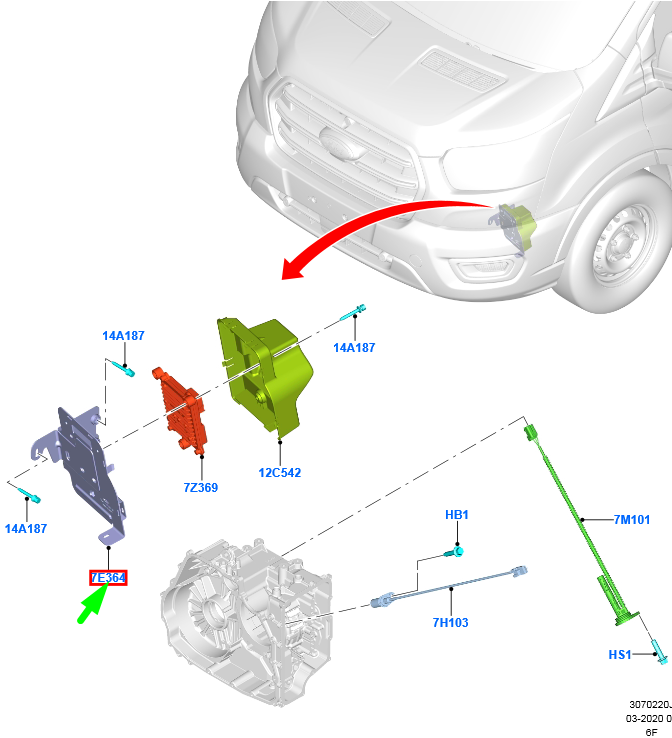 new ford transit custom mk1 transmission module bracket 2110097 original