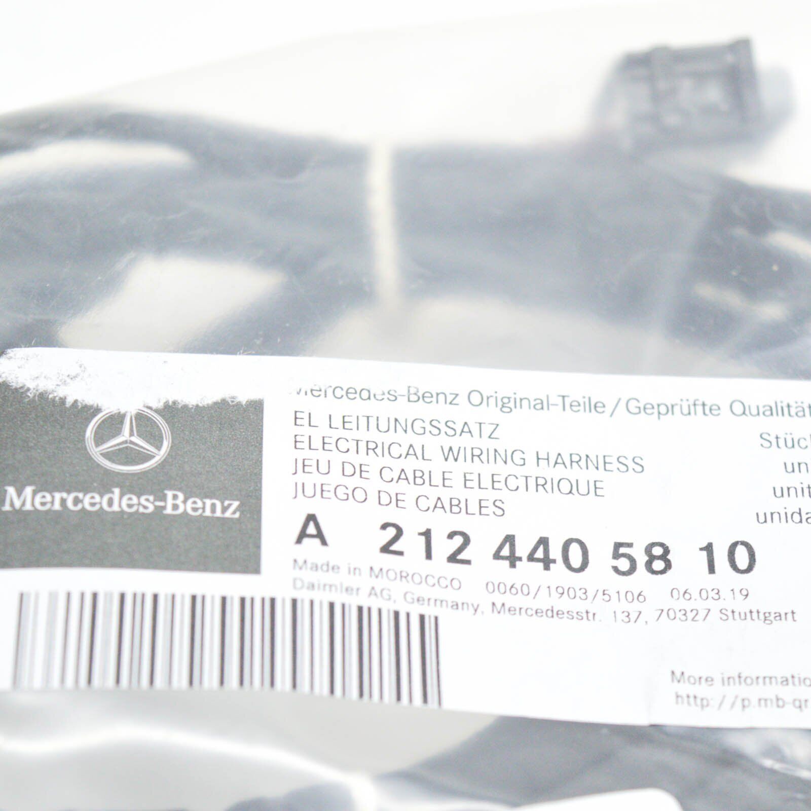 NEW MB E W212 REAR BUMPER PARKTRONIC WIRING HARNESS A2124405810 ORIGINAL