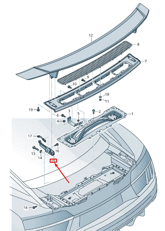 NEW AUDI R8 SPYDER 4S REAR RIGHT LID SPOILER RETAINER 4S0813658B ORIGINAL