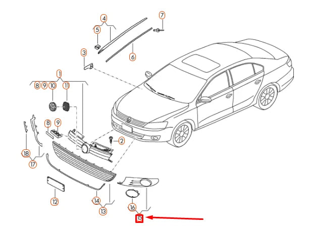 NEW VOLKSWAGEN JETTA A6 FRONT BUMPER LEFT VENT GRILLE 5C6853665B9B9 ORIGINAL