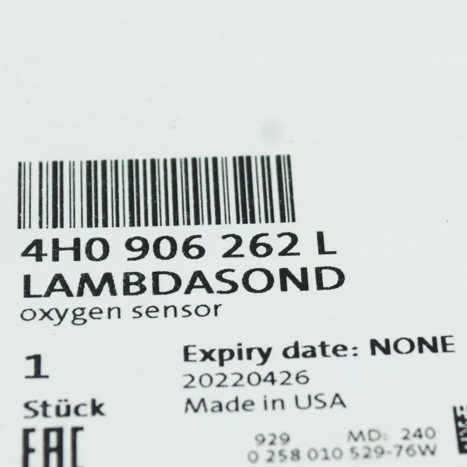 NEW AUDI A6 C7 REAR LAMBDA OXYGEN SENSOR CYLINDER 1-4 4H0906262L ORIGINAL