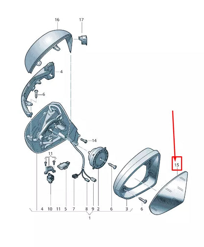 NEW VW ARTEON 3H FRONT LEFT DOOR MIRROR GLASS LHD 3G8857521B