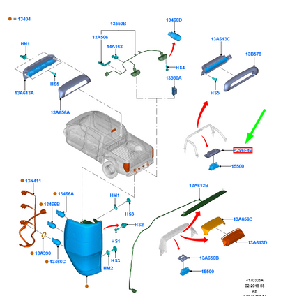 new ford ranger t6 mk1 rear roll over bar lamp right bezel 2182425 original
