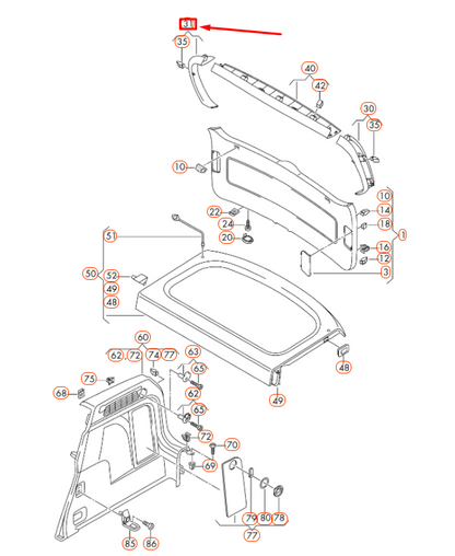 new vw tiguan mk1 right rear window frame trim 5n0867704b82v original