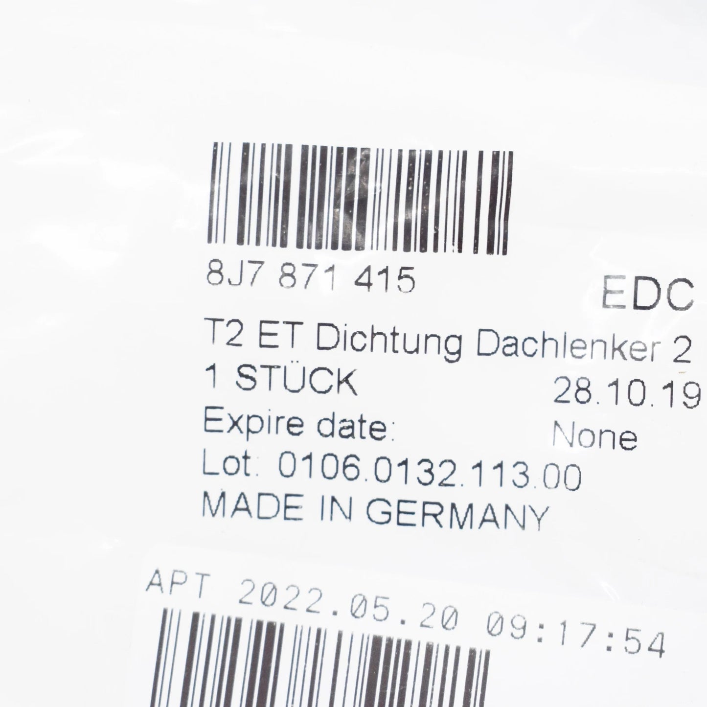 NEW AUDI TT 8J CENTRE LEFT SOFT-TOP FRAME SEAL 8J7871415 ORIGINAL