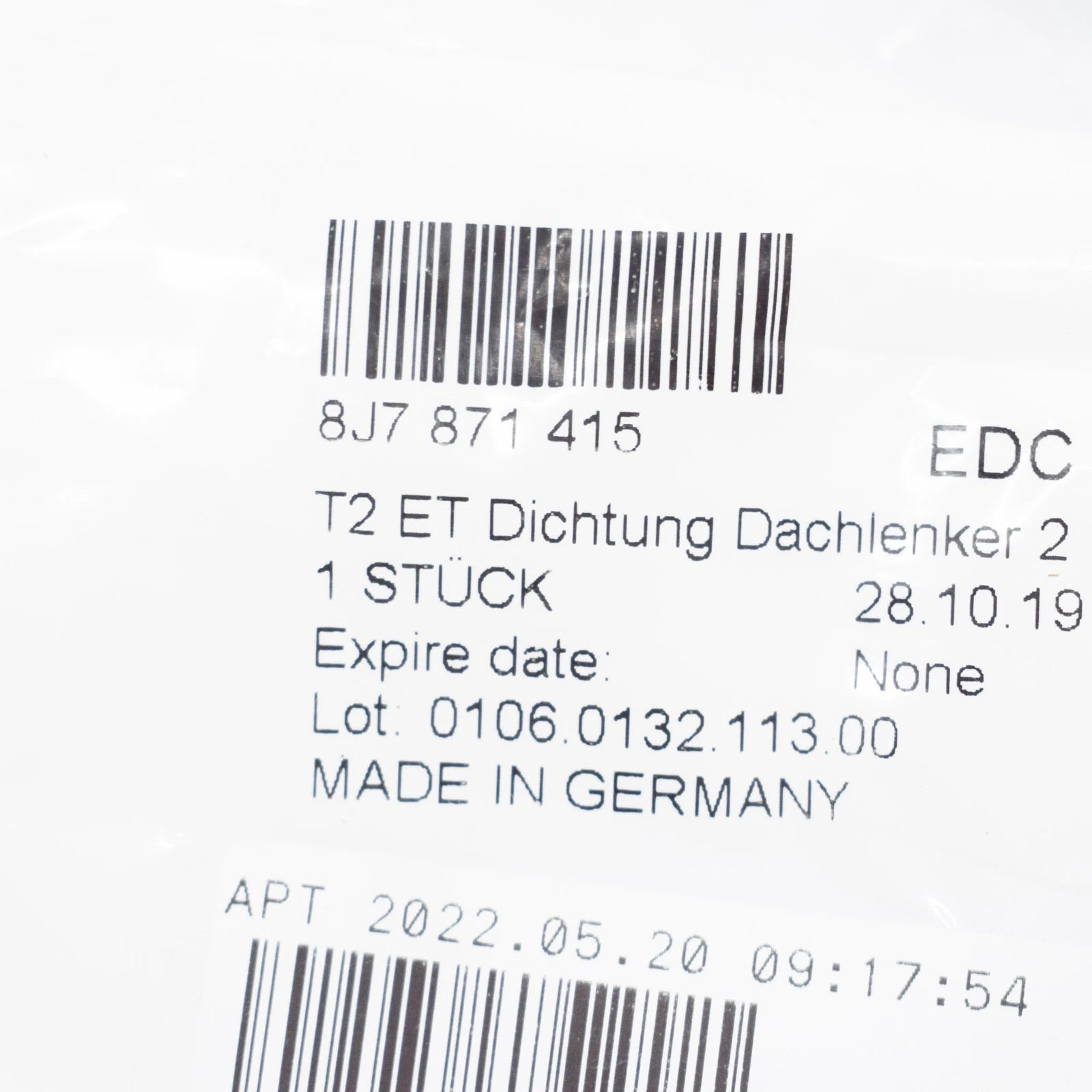 NEW AUDI TT 8J CENTRE LEFT SOFT-TOP FRAME SEAL 8J7871415 ORIGINAL