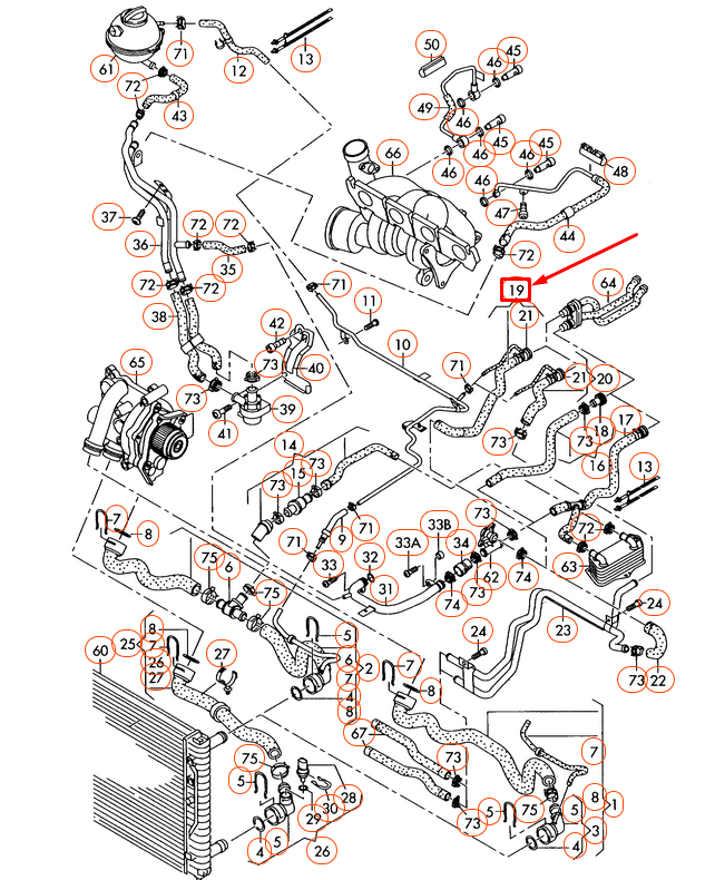 NEW AUDI TT 8J COOLANT HOSE WITH QUICK RELEASE COUPLING 3C0122157FH ORIGINAL