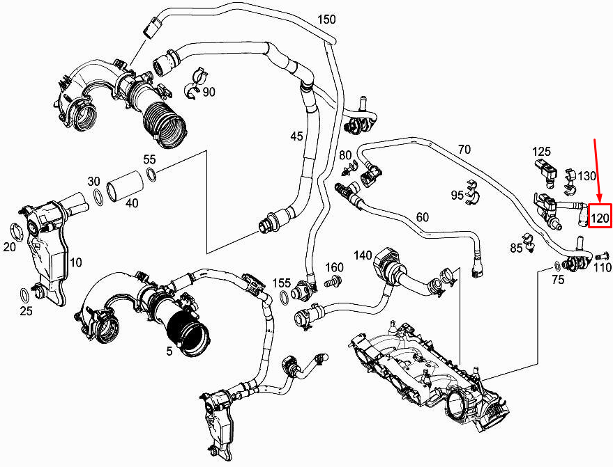 new mercedes-benz glc x253 engine purge line a2700183800 original