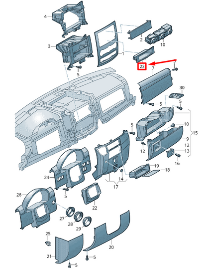 NEW VW CRAFTER 2F MK1 DASHBOARD CENTER STORAGE COMPARTMENT 2E0857925B ORIGINAL