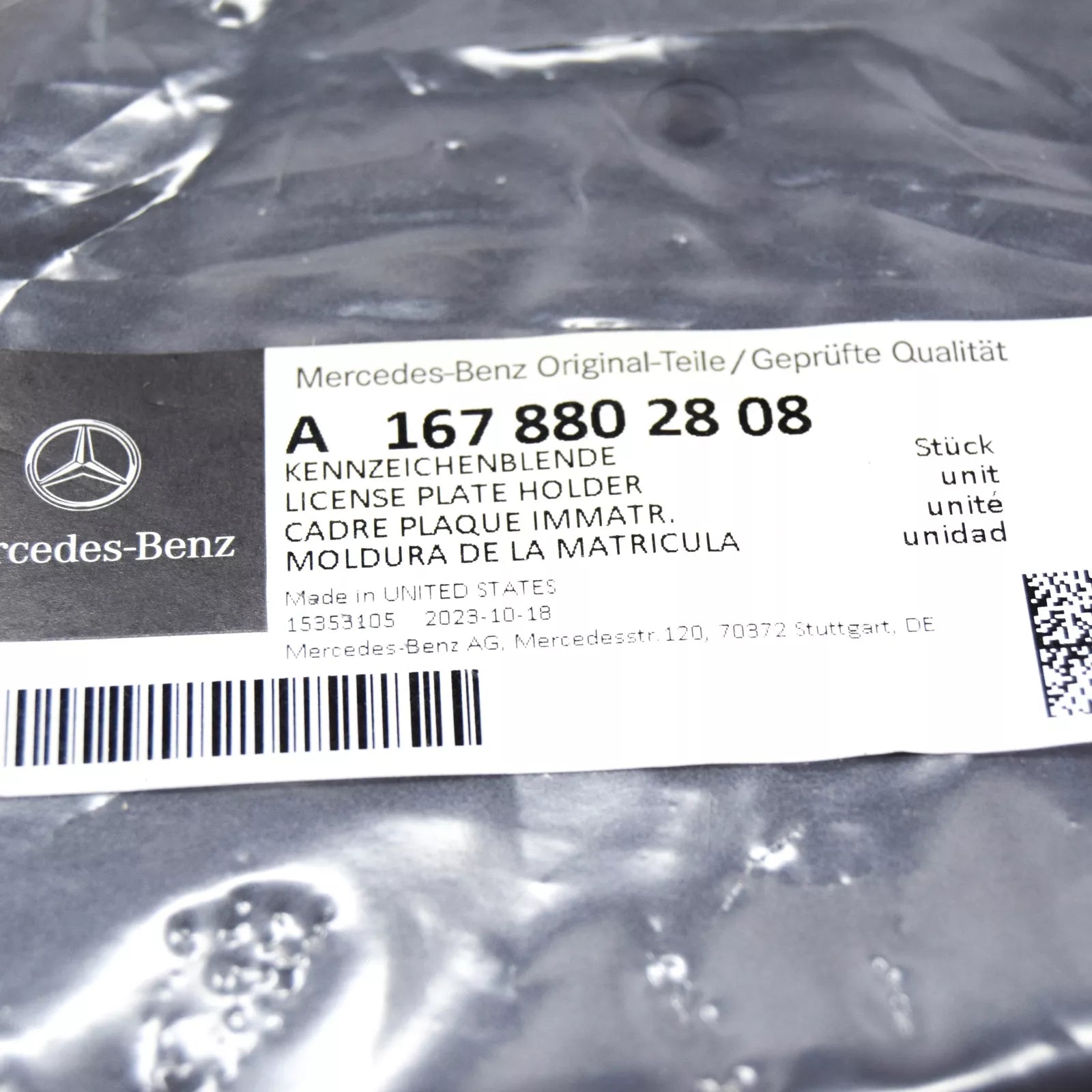 NEW MERCEDES-BENZ GLE W167 FRONT NUMBER HOLDER A1678802808 ORIGINAL