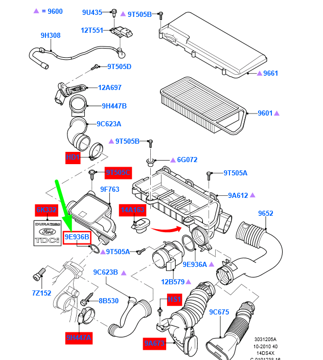 new ford fiesta mk6 air cleaner resonator seal 1207154 2s6q-6c653-ba original