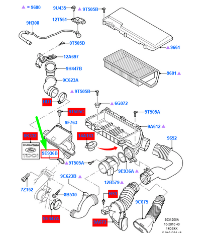 new ford fiesta mk6 air cleaner resonator seal 1207154 2s6q-6c653-ba original