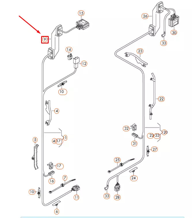 NEW VOLKSWAGEN SCIROCCO MK3 TAILGATE CABLE SET GROMMET 1K9971829D ORIGINAL