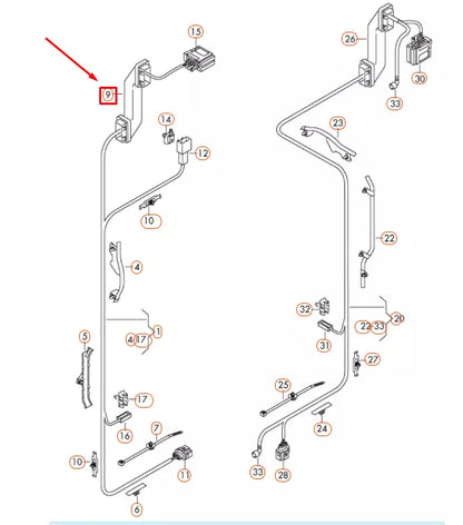 NEW VOLKSWAGEN SCIROCCO MK3 TAILGATE CABLE SET GROMMET 1K9971829D ORIGINAL