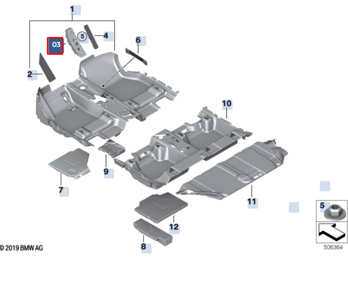 new bmw x1 f48 foot rest 51477360302 original