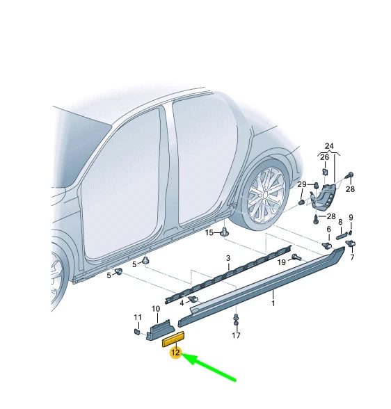 NEW VW PASSAT B8 FRONT RIGHT SIDE MEMBER TRIM COVER 3G0853996D3Q7