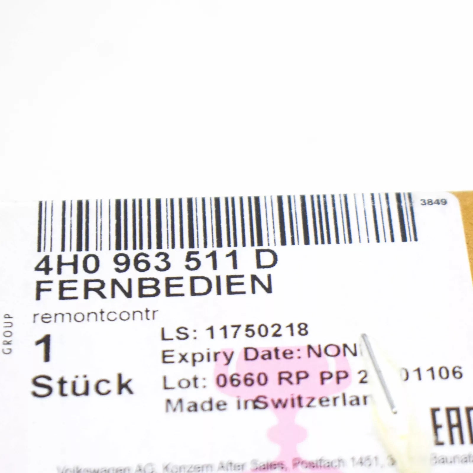 NEW AUDI Q8 AUXILIARY HEATING REMOTE CONTROL 4H0963511D ORIGINAL