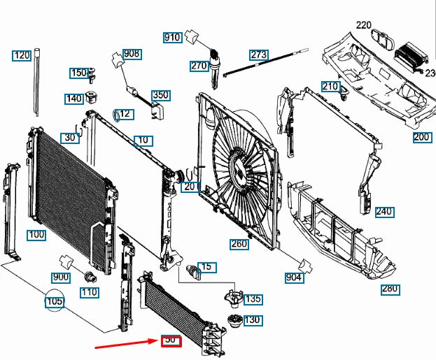 NEW MERCEDES-BENZ E C207 LOW TEMPERATURE RADIATOR A2045001803 ORIGINAL