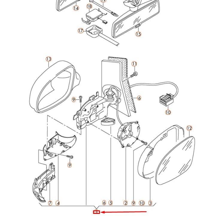 NEW VW GOLF PLUS MK5 FRONT RIGHT DOOR MIRROR HOUSING LHD 5M1857508AS9B9 ORIGINAL