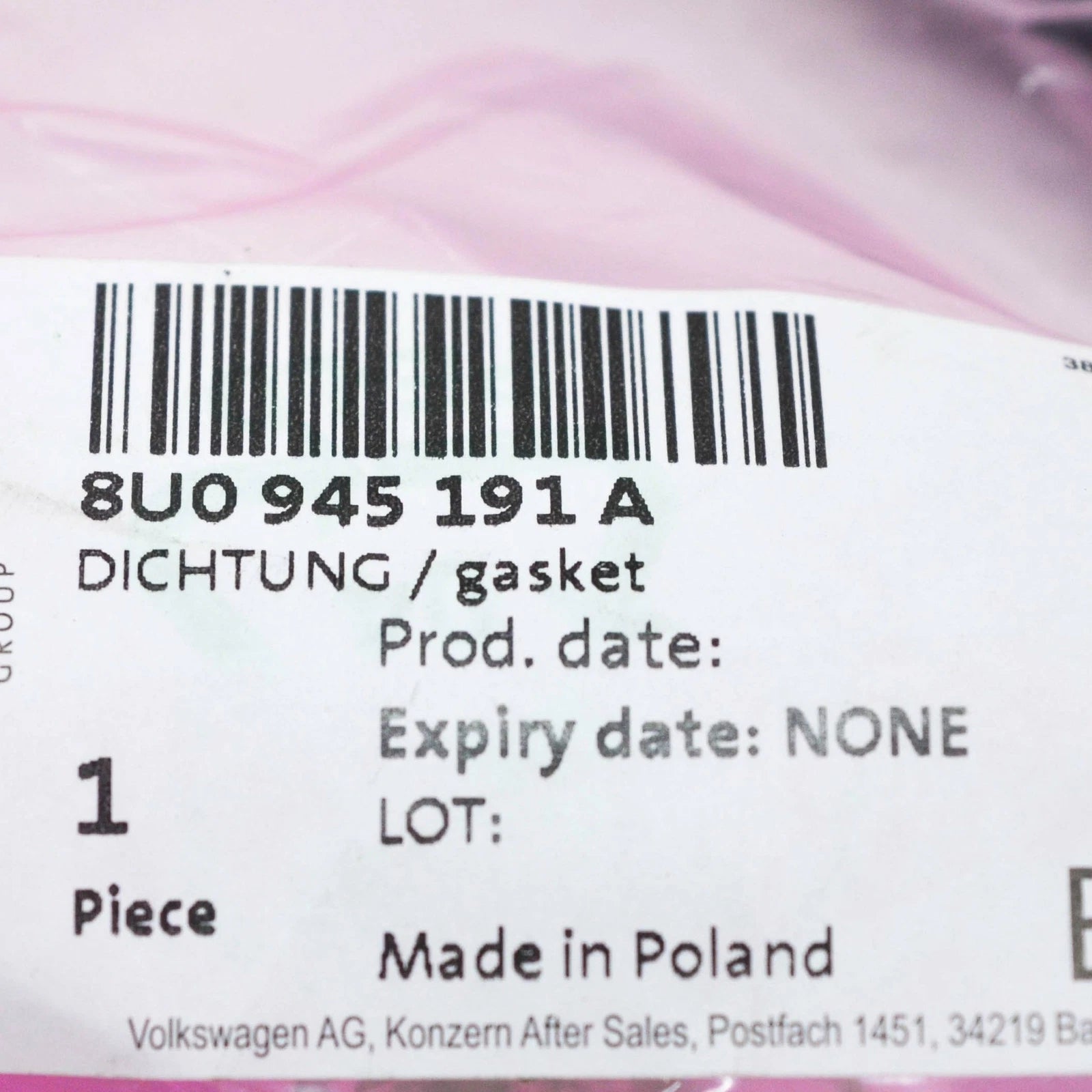 NEW AUDI Q3 8U REAR LEFT TAIL LIGHT SEAL 8U0945191A ORIGINAL