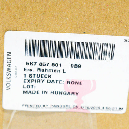 NEW VOLKSWAGEN GOLF MK6 EXTERIOR LEFT SIDE MIRROR FRAME 5K78576019B9 ORIGINAL