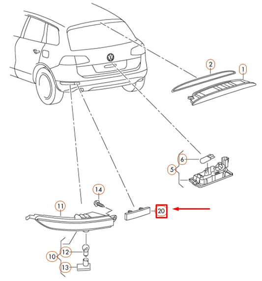 NEW VW TOUAREG 7P MK2 REAR RIGHT BUMPER LIGHT REFLECTOR 7P6945106 ORIGINAL