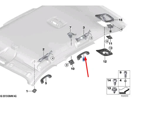 NEW BMW X1 F48 REAR LEFT ROOF HANDLE INTERIOR 7378785 51167378785 ORIGINAL