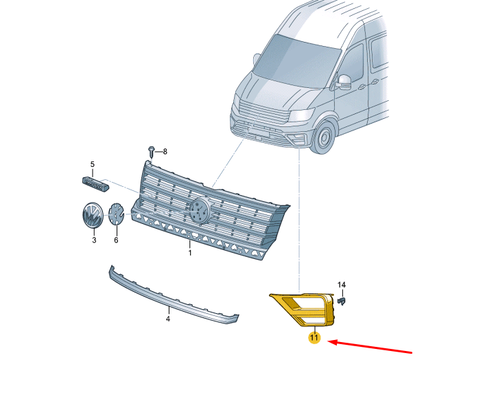 new vw crafter mk2 sz front right grille 7c0853666a9b9 original