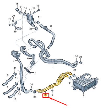 new audi a8 d5 coolant pipe with coolant hose 4n0121085b original