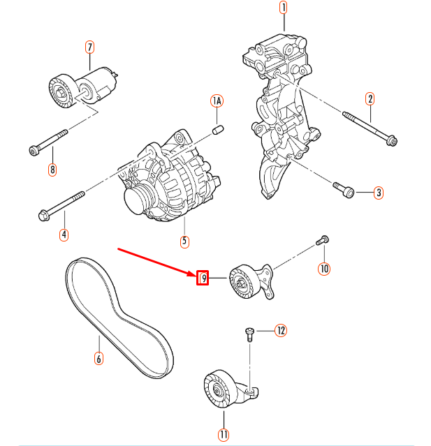 NEW VW GOLF MK6 DRIVE BELT IDLER PULLEY HOLDER 07K145172B ORIGINAL