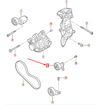 NEW VW GOLF MK6 DRIVE BELT IDLER PULLEY HOLDER 07K145172B ORIGINAL