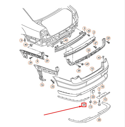 NEW VOLKSWAGEN PASSAT 3C B6 REAR BUMPER LEFT MOLDING TRIM 3C5807459B2ZZ