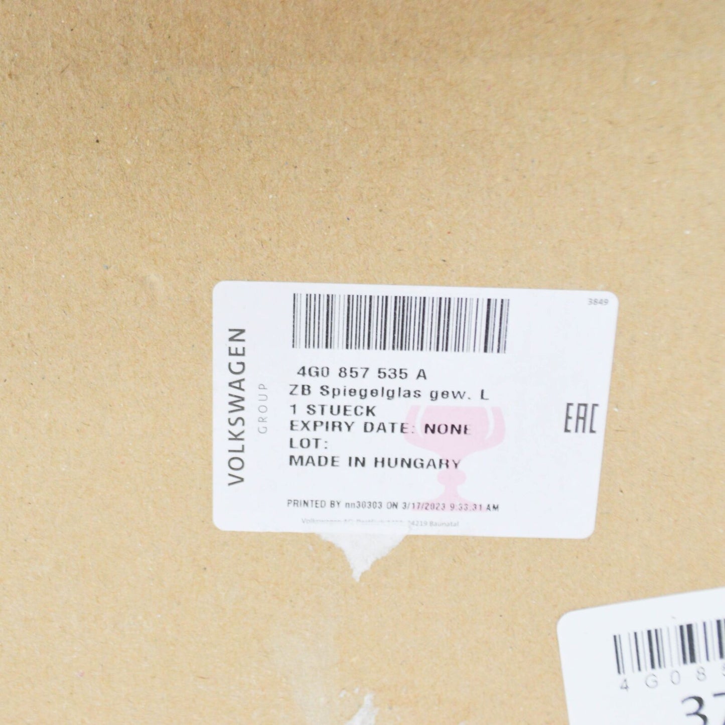 NEW AUDI A6 AVANT C7 FRONT LEFT DOOR MIRROR GLASS 4G0857535A ORIGINAL