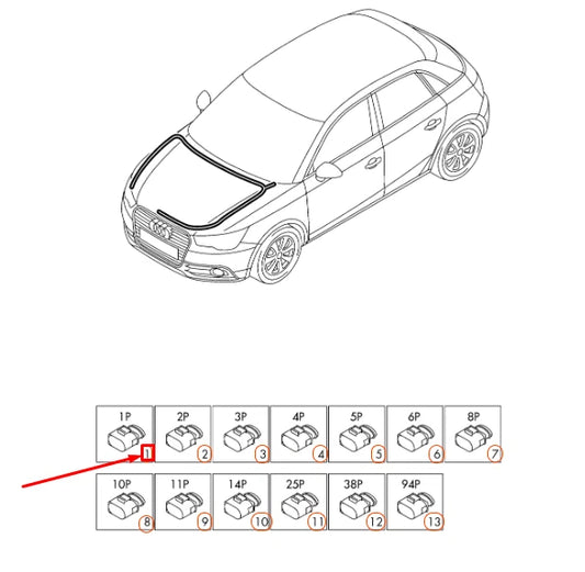 NEW AUDI A1 MK1 FLAT CONTACT HOUSING 1 PIN BLACK 1K0973751 ORIGINAL