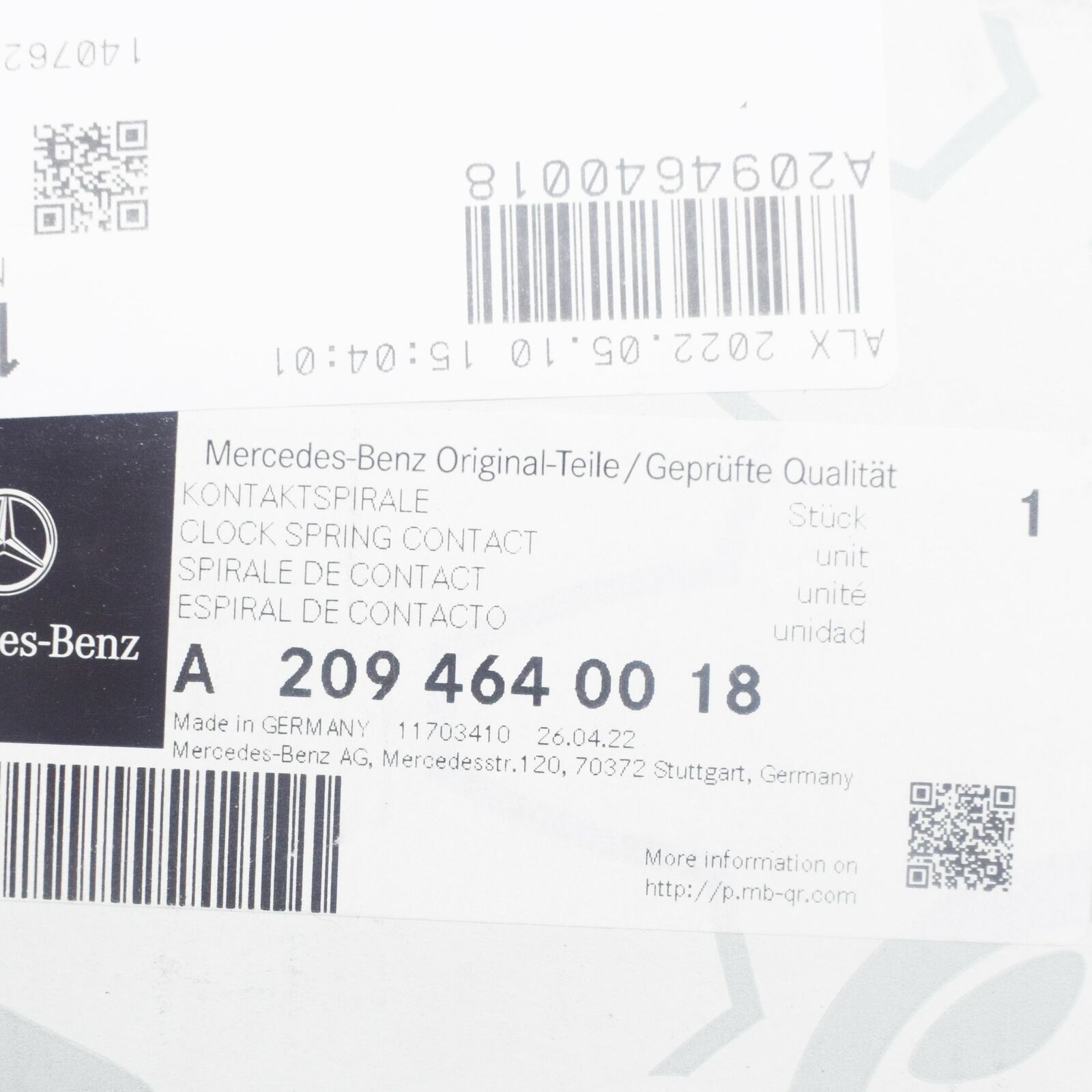 NEW MB CLK C209 STEERING CONTACT SPIRAL WITH ANGLE SENSOR A2094640018 ORIGINAL