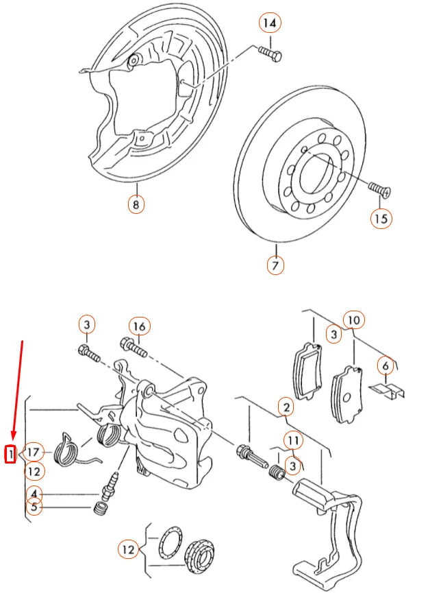 NEW VOLKSWAGEN JETTA A6 MK6 REAR LEFT BRAKE CALIPER 1K0615423Q ORIGINAL