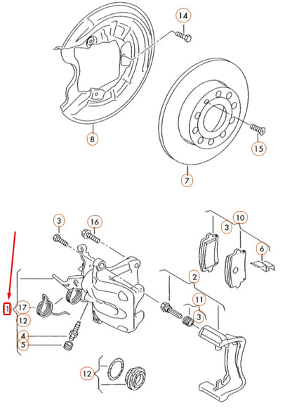 NEW VOLKSWAGEN JETTA A6 MK6 REAR LEFT BRAKE CALIPER 1K0615423Q ORIGINAL