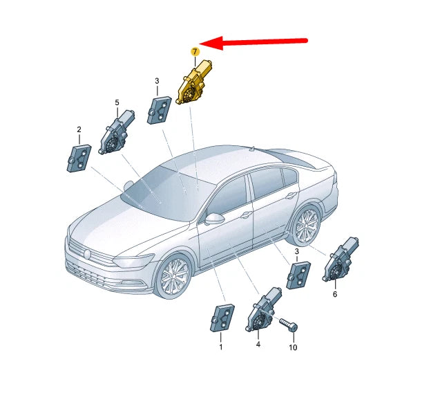 NEW VW PASSAT B8 REAR RIGHT DOOR WINDOW CONTROL MOTOR 5Q4959801D ORIGINAL