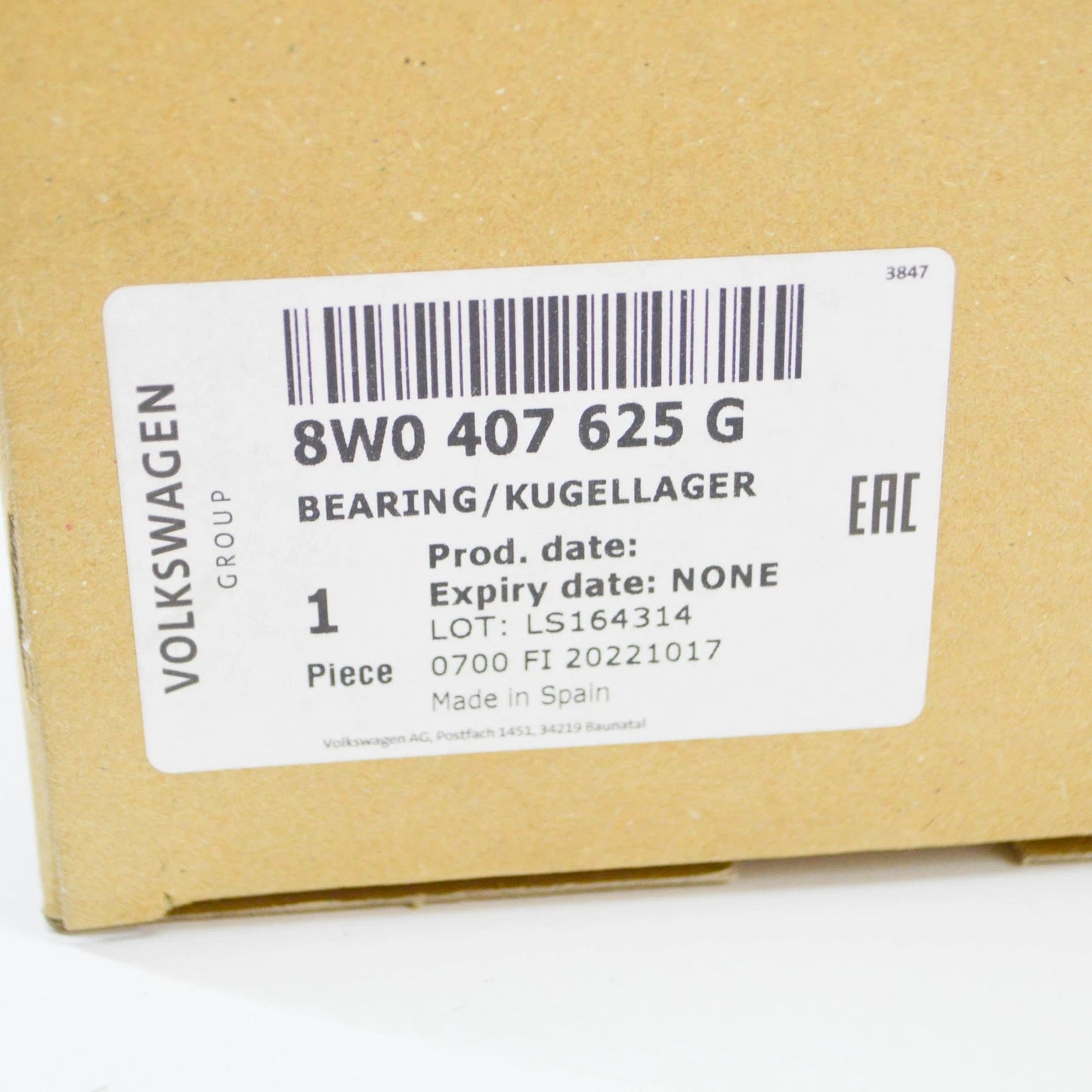 NEW AUDI A6 C8 REAR WHEEL BEARING 8W0407625G