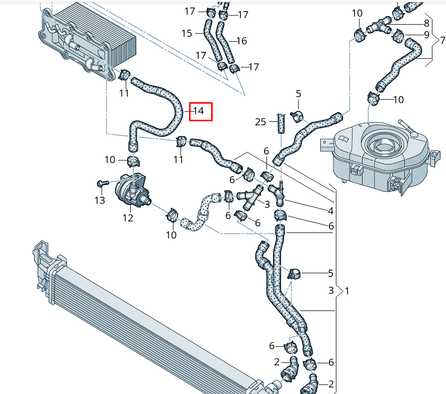 NEW VOLKSWAGEN LOAD UP COOLANT HOSE PIPE 1S0122101AE ORIGINAL