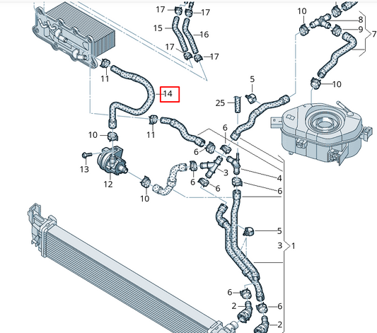 NEW VOLKSWAGEN LOAD UP COOLANT HOSE PIPE 1S0122101AE ORIGINAL