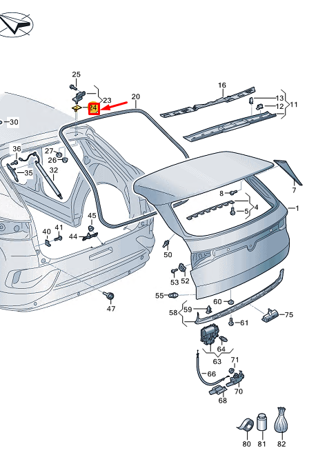 new vw id.4 e21 rear liftgate hinge seal 11a827157a original
