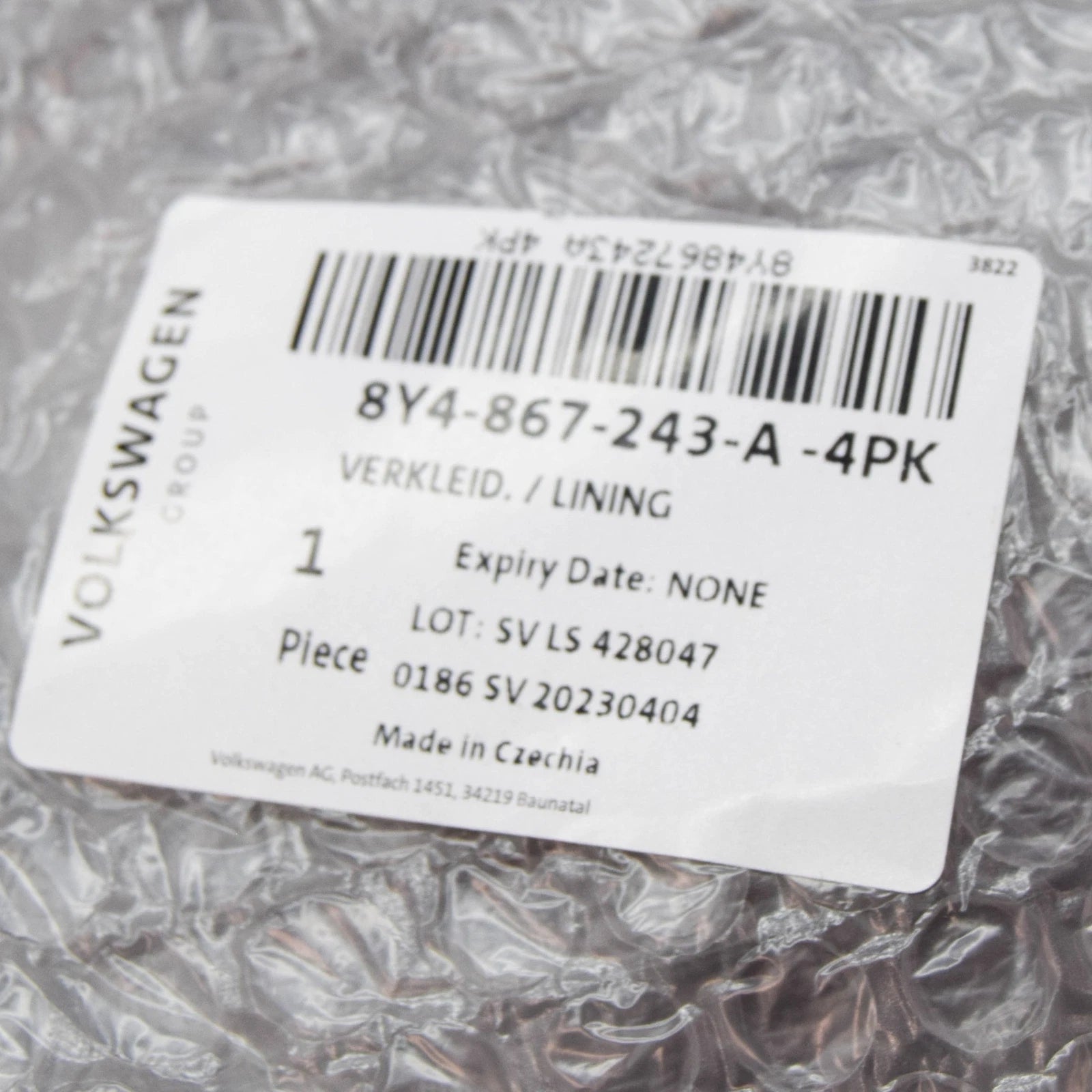 NEW AUDI A3 SPORTBACK 8YA LEFT SIDE B PILLAR UPPER TRIM 8Y4867243A4PK ORIGINAL