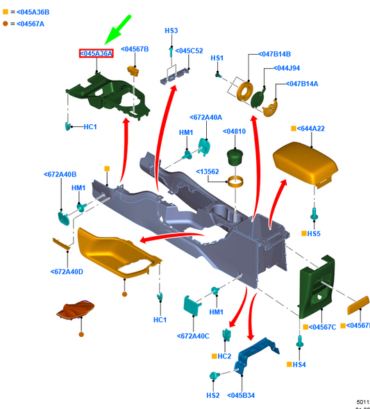new ford ranger t6 mk1 center console trim panel assy lhd 2339763 original